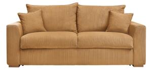 Musztardowa sztruksowa rozkładana sofa 225 cm Augustin – Bobochic Paris