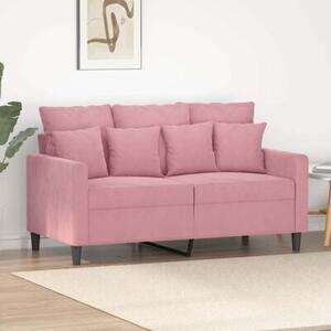 Sofa 2-osobowa, rÃ³Å¼owy, 120 cm, tapicerowana aksamitem