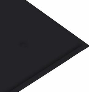 Ławka ogrodowa z czarną poduszką, 112 cm, lite drewno tekowe