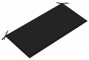 Ławka ogrodowa z czarną poduszką, 112 cm, lite drewno tekowe