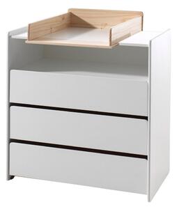 Biała niska komoda dziecięca z litego drewna sosnowego z przewijakiem 90x106 cm KIDDY – Vipack