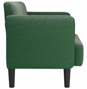Sofa dwuosobowa ciemnozielona 109 cm tkanina sztruksowa