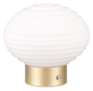 Lampa stołowa LED w biało-złotym kolorze ze ściemniaczem i szklanym kloszem (wys. 14,5 cm) Earl – Reality