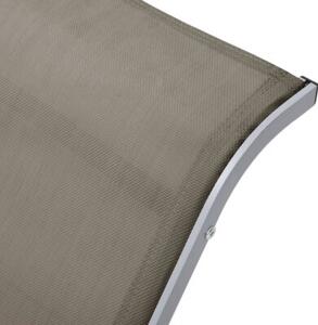 Leżaki ze stolikiem, 2 szt., aluminium, kolor taupe