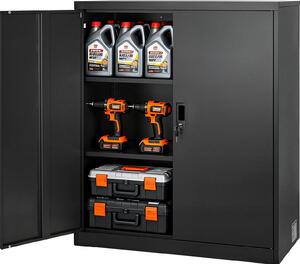 Szafka metalowa VEVOR Szafka do przechowywania 3 poziomy, 106 cm Wysoka szafka garaowa z regulowanymi pókami i 2 drzwiami magnetycznymi oraz 2 kluczami, odpowiednia do spiarni, magazynu, piwnicy, czarna