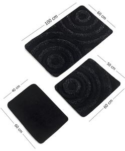 Czarne dywaniki łazienkowe zestaw 3 szt. 100x60 cm Wave – Foutastic