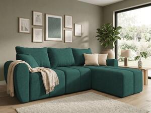 PROMOCJA Rozkładany dwustronny narożnik do L SEVIO 246x145 cm, butelkowa zieleń + 2 poduszki GRATIS II jakość