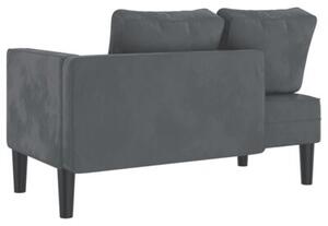 Szezlong z poduszkami, ciemnoszary, tapicerowany aksamitem