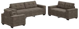 Sofa 3 szt. ciemnoszary tkanina lniana