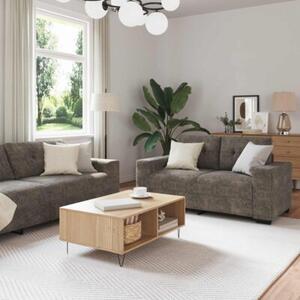 Sofa 3 szt. ciemnoszary tkanina lniana
