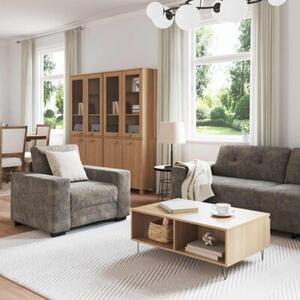 Sofa 3 szt. ciemnoszary tkanina lniana