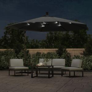 Parasol wiszący z LED i metalowym słupkiem, 350 cm, antracytowy