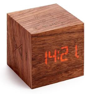 Budzik z drewna orzechowego Gingko Cube Plus