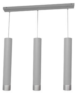 Lampa loft potrójna TUBA szara z chromem