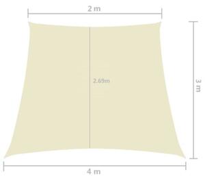 Żagiel ogrodowy, tkanina oxford, trapezowy, 2/4x3 m, kremowy