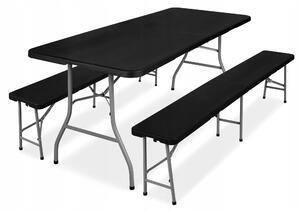 Zestaw cateringowy FETA BLACK stół + 2 ławki