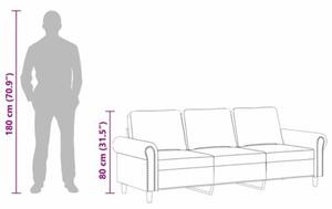 Sofa 3-osobowa, ciemnoszara, 180 cm, obita aksamitem