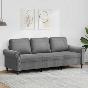 Sofa 3-osobowa, ciemnoszara, 180 cm, obita aksamitem