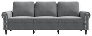 Sofa 3-osobowa, ciemnoszara, 180 cm, obita aksamitem