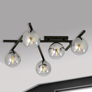 SMART 5 BLACK/GRAFIT 1104/5 nowoczesny plafon sufitowy czarny szklane klosze