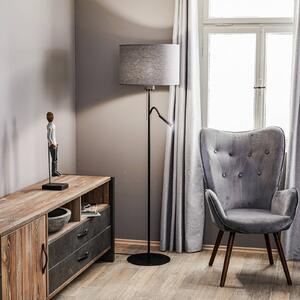 Nowodvorski Lighting Lampa podłogowa Hotel Plus - szary klosz i lampka do czytania