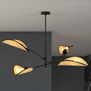 LOTUS 4 BLACK/RATTAN 1108/4 lampa sufitowa żyrandol oryginalny Design abażury
