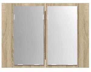 Szafka łazienkowa z lustrem i LED, dąb sonoma, 60x12x45, akryl