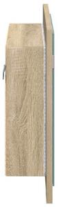 Szafka łazienkowa z lustrem i LED, dąb sonoma, 60x12x45, akryl