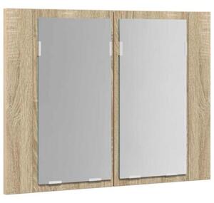 Szafka łazienkowa z lustrem i LED, dąb sonoma, 60x12x45, akryl