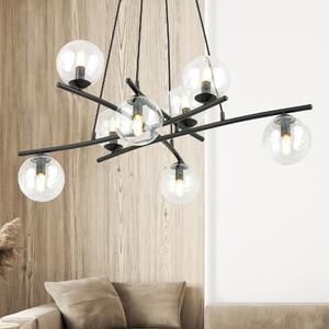 ESSA 8 BLACK/TRANSPARENT 1202/8 lampa sufitowa wisząca czarna szklane klosze DESIGN