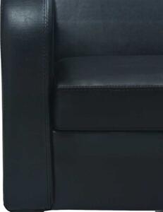 Sofa 3-osobowa, sztuczna skÃ³ra, czarna