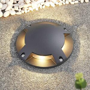 Reflektor podłogowy LED Lindby Cormac, 4-punktowy, Ø 21 cm, IP67 Cormac, czarny, aluminium, nowoczesny
