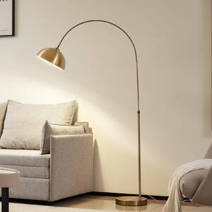 Łukowa lampa podłogowa Lindby Lennar, antyczny mosiądz, metal, 183 cm