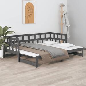 Łóżko rozsuwane, szare, lite drewno sosnowe, 2x(80x200) cm