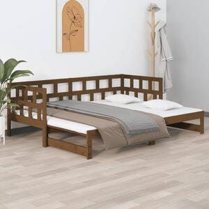 Łóżko rozsuwane, miodowy brąz, drewno sosnowe, 2x(80x200) cm