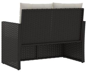 Ławka ogrodowa z poduszkami, czarna, 105 cm, polirattan
