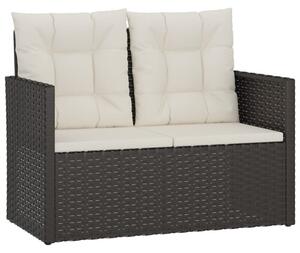Ławka ogrodowa z poduszkami, czarna, 105 cm, polirattan