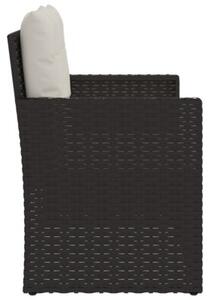 Ławka ogrodowa z poduszkami, czarna, 105 cm, polirattan
