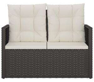 Ławka ogrodowa z poduszkami, czarna, 105 cm, polirattan