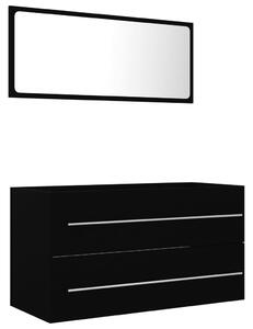 2-częściowy zestaw mebli łazienkowych, czarny, płyta wiórowa