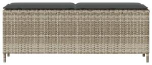 Ławka ogrodowa z poduszką jasnoszara 110x30x40,5 cm polirattan