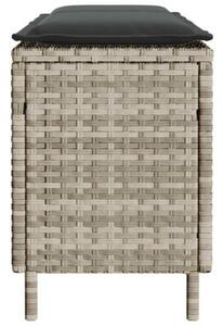 Ławka ogrodowa z poduszką jasnoszara 110x30x40,5 cm polirattan