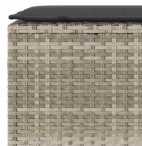 Ławka ogrodowa z poduszką jasnoszara 110x30x40,5 cm polirattan