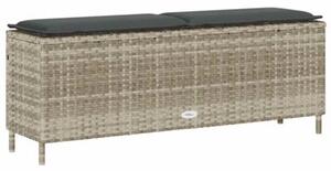 Ławka ogrodowa z poduszką jasnoszara 110x30x40,5 cm polirattan