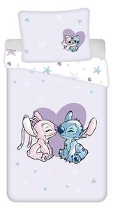 Bawełniana jednoosobowa pościel dziecięca 140x200 cm Lilo and Stitch "Heart" – Jerry Fabrics