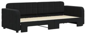 Sofa rozsuwana, czarna, 80x200 cm, aksamit