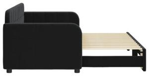 Sofa rozsuwana, czarna, 80x200 cm, aksamit
