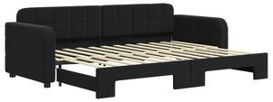 Sofa rozsuwana, czarna, 80x200 cm, aksamit