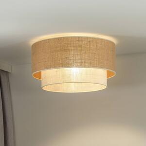 Lampa sufitowa Boho Jute Euluna, możliwość ściemniania, brązowy / rdzawy, salon / jadalnia, tkanina / materiał / jedwab
