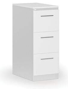 Kartoteka metalowa PRIMO z drewnianym frontem A4, 3 szuflady, biały/biały